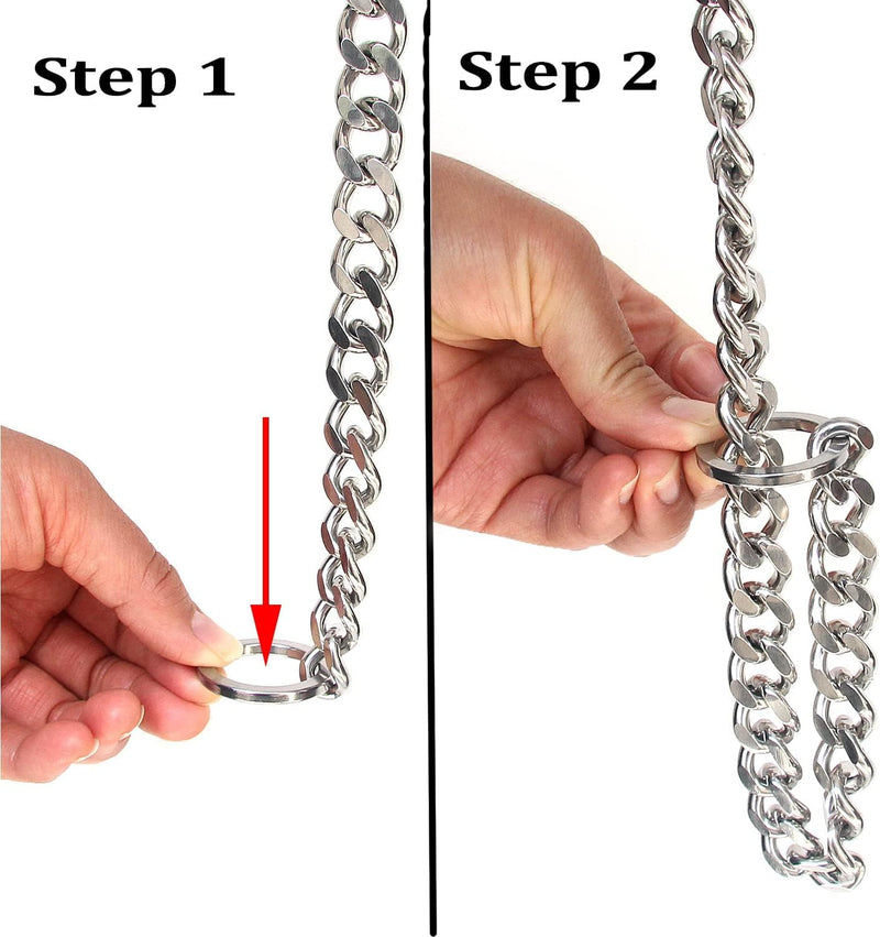 Dog Chain Collars, Metal Choke Link Dog Collar Choker Training Heavy Duty Slip Martingale Puppy Collars for XS Small Medium Large Big XL Breed Dogs (Silver, M(Neck Max 18inch) D3.0mm) Silver M(Neck Max 18inch)D3.0mm - PawsPlanet Australia