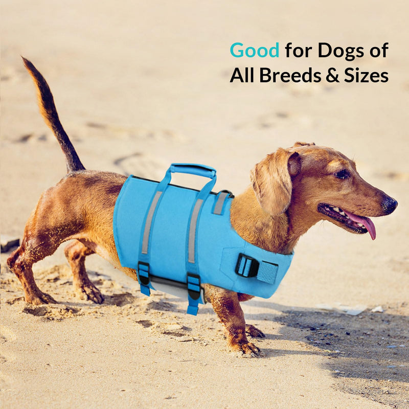 Queenmore Dog Life Jacket, XL Dog Life Vest,High Floating Pet Life Vest for Swimming,Lightweight Adjustable Puppy Life Preserver for Boating,Dog Water Vest with Back Zip,Rescue Handle,Hook (Blue XL) X-Large Blue - PawsPlanet Australia