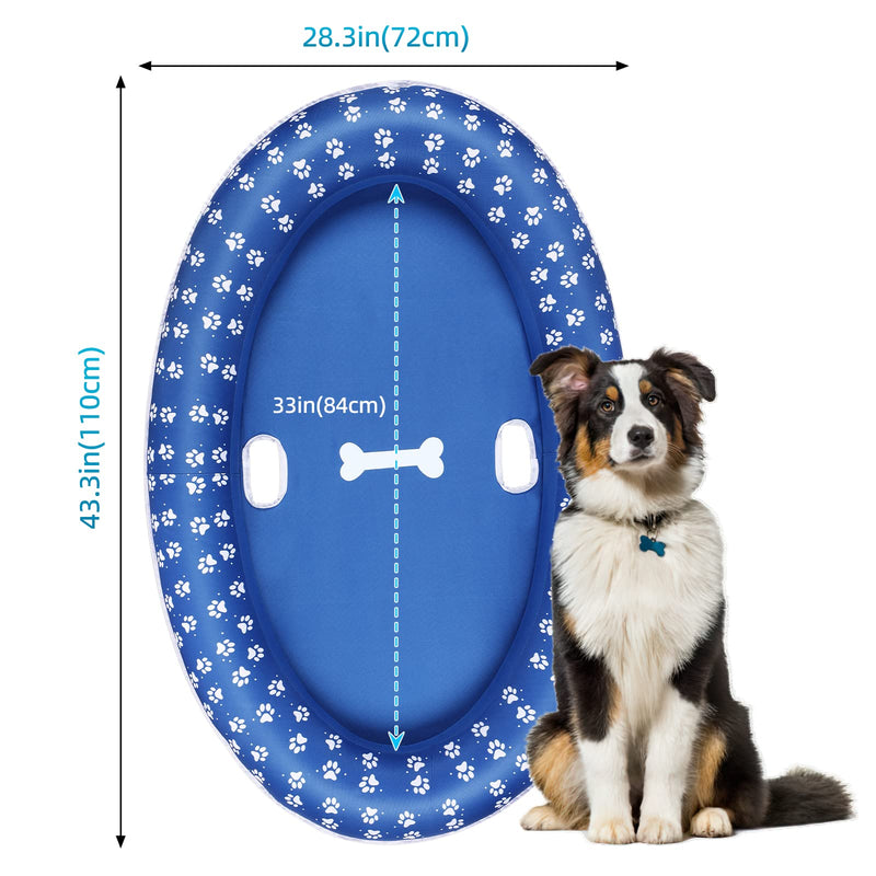 Mystarry 43.3”x28.3” Dog Floats for Pool, Dog Pool Float with 52” Tow Rope and Pump, Dog Pool Floats for Swimming(Blue)