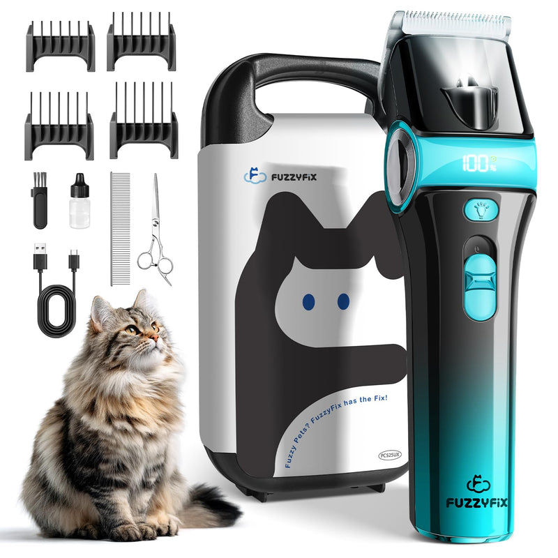 Cat Clippers for Grooming with 5-in-1 Blade, Cat Grooming Kit Cordless Rechargeable Hair Trimmer Detachable Stainless Steel Blade Pet Shaver for Small Kitty Paw Face Head Body - PawsPlanet Australia