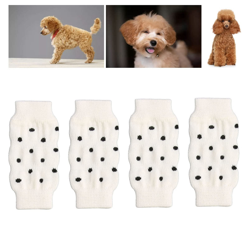 BAOFUYA 4Pcs Dog Leg Warmers, Cute Polka Dot Dog Elbow Protector Knitted Pet Leg Warmers Elastic Pet Leg Hock Protectors for Cold Weather L