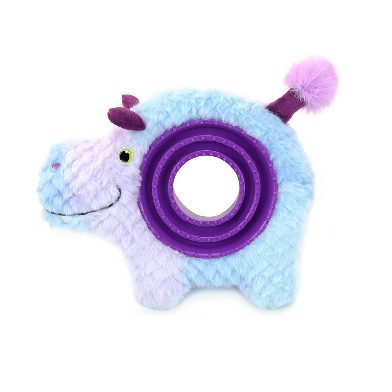 CHIWAVA 9.1 Inch Interactive Squeaky Plush Dog Toy 2 in 1 Hippo Chew Toys with Slow Food Bowl for Small Medium Dogs 9.1" Purple Hippo