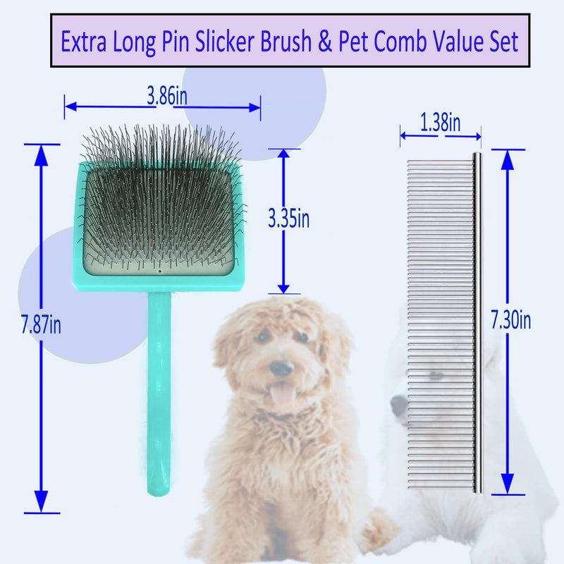 Doodle Brush for Dogs - Goldendoodle Brush with Poodle Comb - Goldendoodle Must Haves Grooming Tools - Pet Comb Value Kit Designed for Doodles, Labradoodles, Bernedoodles - Large-Extra Long Pin 31mm BRUSH AND COMB
