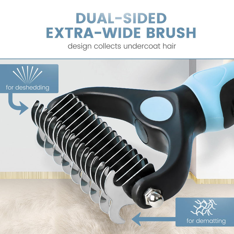 Generic Cat Brush Dog Brush for Shedding,Pet Grooming Brush,Dematting Deshedding Brush Dogs Shedding Tool for Long matted Haired Pets,Dogs &Cats-Safe and Effective Dematting Comb, Large, blue
