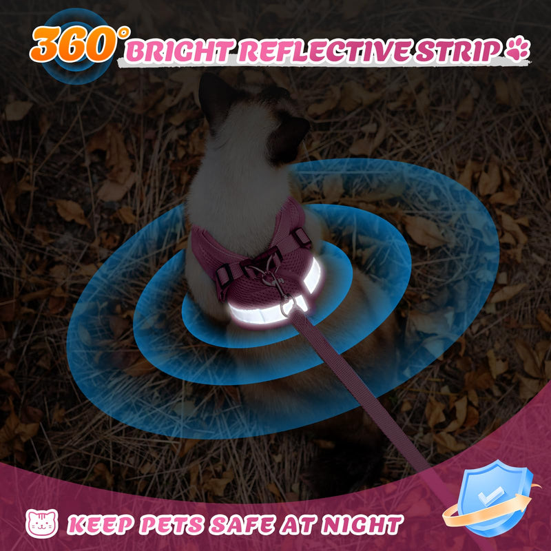 Supet Cat Harness and Leash Set - Soft Mesh Adjustable Cat Vest Harness with Reflective Strap for Walking Cat and Puppy Rabbit L (Chest: 15.0" - 17.0") Pink - PawsPlanet Australia