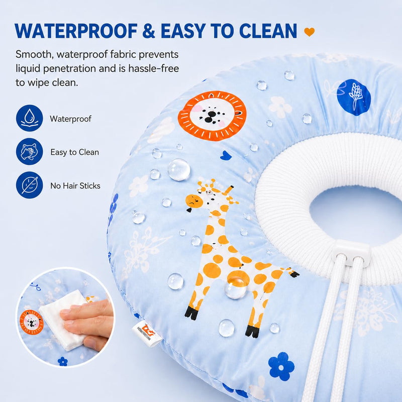 Cat Recovery Collar, Soft Waterproof Donut Cone for Cats After Surgery, Adjustable Anti-Lick Elizabethan Collar Alternative for Wound Healing, Hair-Resistant Pet Neck Pillow for Cats & Small Dogs,M Light Blue
