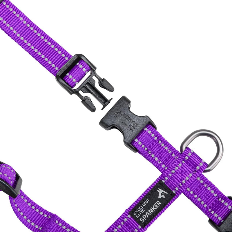 EXCELLENT ELITE SPANKER No Pull Dog Harness Reflective Nylon Vest L-Shaped Adjustable Easy Pet Harness for Small Medium Large Breeds Dogs Walking Training Black Red(Purple-M) Purple - PawsPlanet Australia