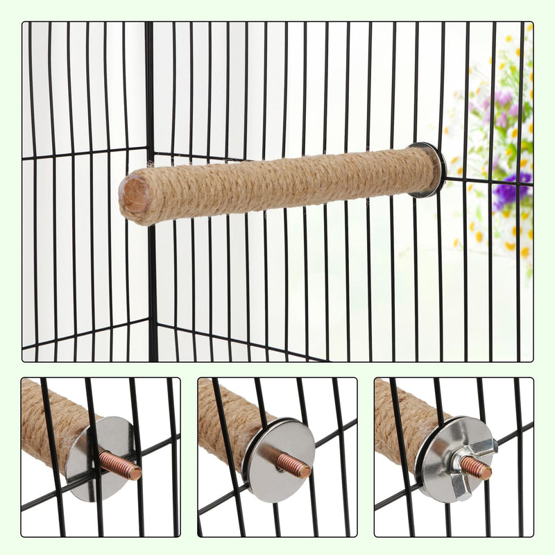 Hypeety Bird Perch Stand Natural Wood Parrot Hemp Rope Perch Birdcage Accessories Perch Standing Toy for Bird Parrot Macaw Cockatoo African Greys Budgies Parakeet 2Pcs (30cm/11.81in) 30cm/11.81in