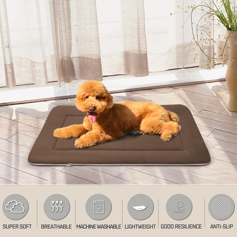 Magic Dog Bed Soft Crate Pad Mat for Medium/Large Dogs, 36 Inches Machine Washable Pet Bed Kennel Pad With Non-Slip Bottom, Dark Coffee 36.0"L x 23.0"W x 1.2"Th - PawsPlanet Australia