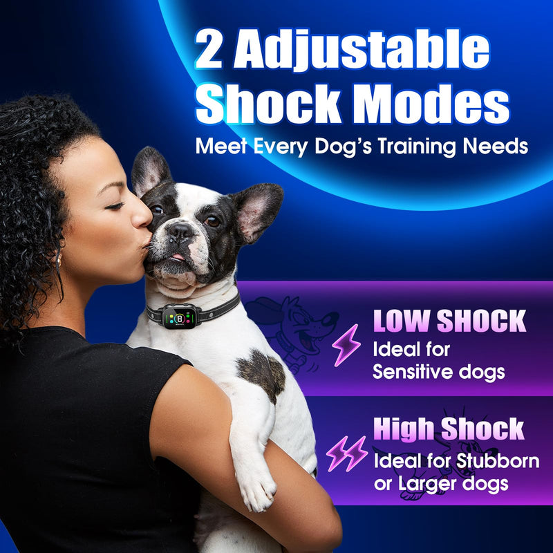 Bark Collar- Smart Dog Bark Collar for Small Medium Large Dogs, Rechargeable Anti Bark Training Collar with 8 Adjustable Sensitivity, Barking Collar with Beep Vibration Harmless Shock (Black) Black - PawsPlanet Australia