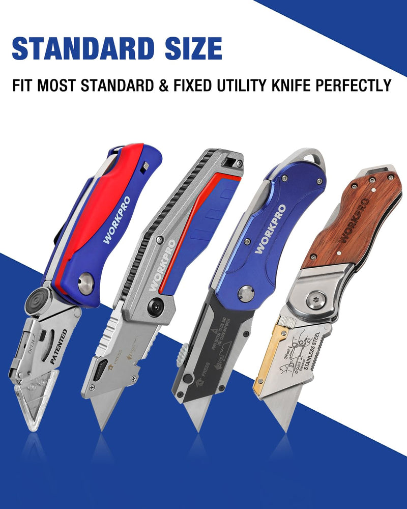 WORKPRO 50-Pack Utility Knife Blades with Dispenser, SK5 Steel Box Cutter, Standard Blades for Utility Knife Replacement 50 Pack - PawsPlanet Australia