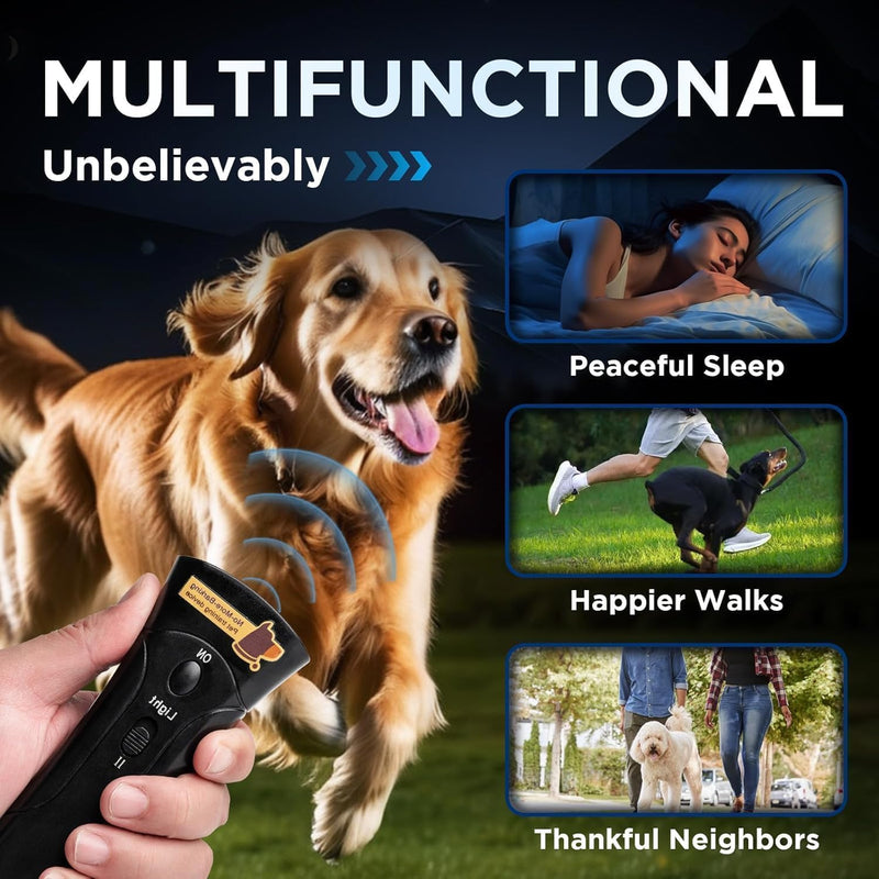 Dog Bark Deterrent Devices, Ultrasonic Anti Barking Device for Dogs, Barks No More Dog Training Device, Stop Dog Bark Control Deterrent Device Indoor Outdoor, Safe for Human & Dogs, Contains Battery Black - PawsPlanet Australia