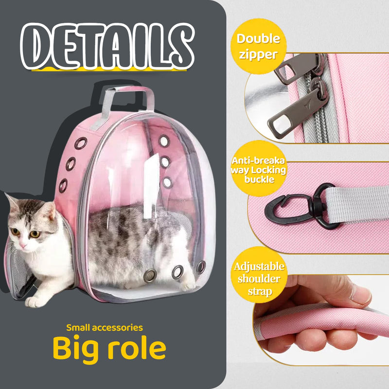 Cat Backpack Bubble, Cats and Dogs Pet Carrier Hard, Suitable for Cats Traveling Cat Bag Carrier, Transparent Outdoor Waterproof Spacecraft Pet Backpack Carrier(Pink) PINK - PawsPlanet Australia