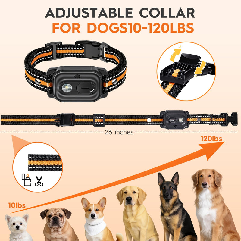 Dogs Training Collar with Remote 3300FT Dog Training Collar IPX7 Waterproof Rechargeable Safe Shock Collar for All Breed Dogs with Beep, Vibration, Safety Shock, Security Lock 10-120 lbs Orange-2 - PawsPlanet Australia