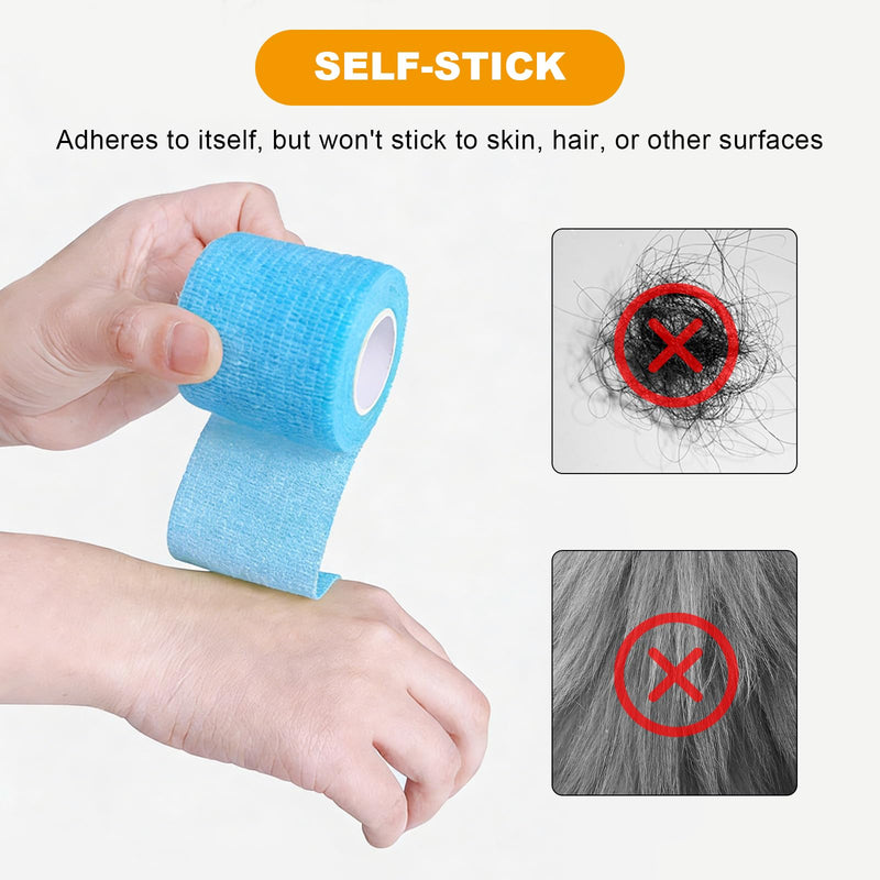12 Rolls Self-Adhesive Bandage for First Aid, Fixation Bandage for Dogs, Horses and Pets, Elastic Sports Bandage, Adhesive Bandage for Animal Care