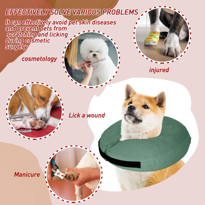 Inflatable Dog Cone Collar-Soft Protective Cone for Dogs After Surgery,Dog Donut Collar for Large Medium Small Dogs and Cats (Green,X-Large) X-Large(Neck:18"-25") Green - PawsPlanet Australia