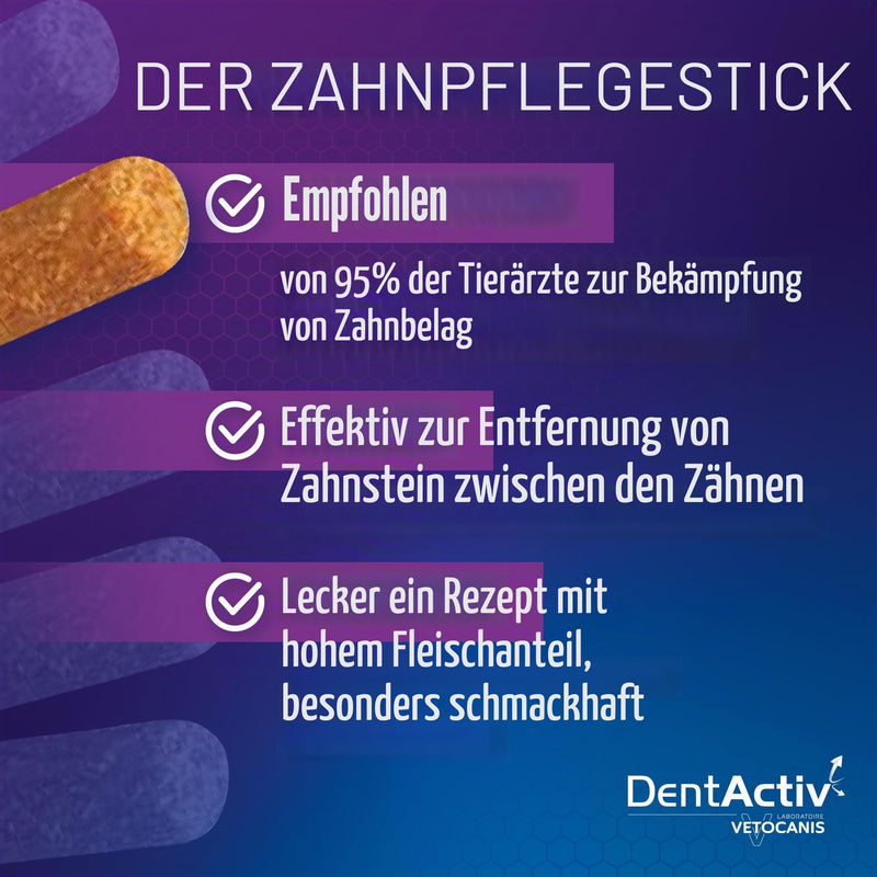 Vetocanis Dentactiv Dental Cat Sticks Delicious Cat Treats Cat Dental Care & Health Cat Snacks 85% Beef Cat Food Recommended by Veterinarians Anti-Plaque System 60 g (Pack of 1)