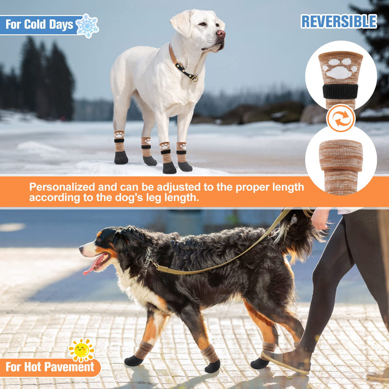 BEAUTYZOO Anti Slip Dog Socks Boots, Dog Shoes for Hot/Cold Pavement Snow Rain Days,Waterproof Grip Dog Booties Paw Protector for Hardwood Floor, Prevent Licking for Small Medium Large Senior Old Dogs Khaki XX-Large - PawsPlanet Australia