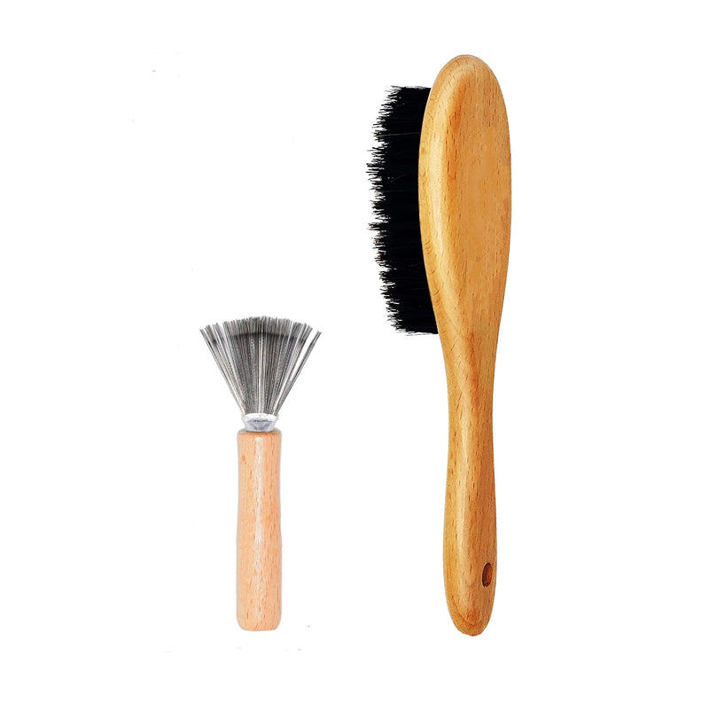 Cat & Dog Brush with Boar Bristle, Professional Grade Daily Grooming Hairbrush for Soft Hair and Healthy Shine, Short Haired Dogs Hair Brush for Reducing Shedding with Brush Cleaner - PawsPlanet Australia