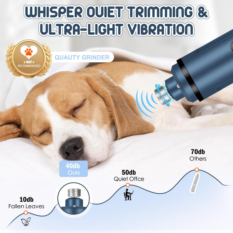 Dog Nail Grinder Electric Powerful 3 Speeds Dog Nail Clippers with Lights Quiet Cat Nail Clipper Painless Care Trimmers Tools for Small Medium Large Dogs and Cats (Blue) Blue - PawsPlanet Australia