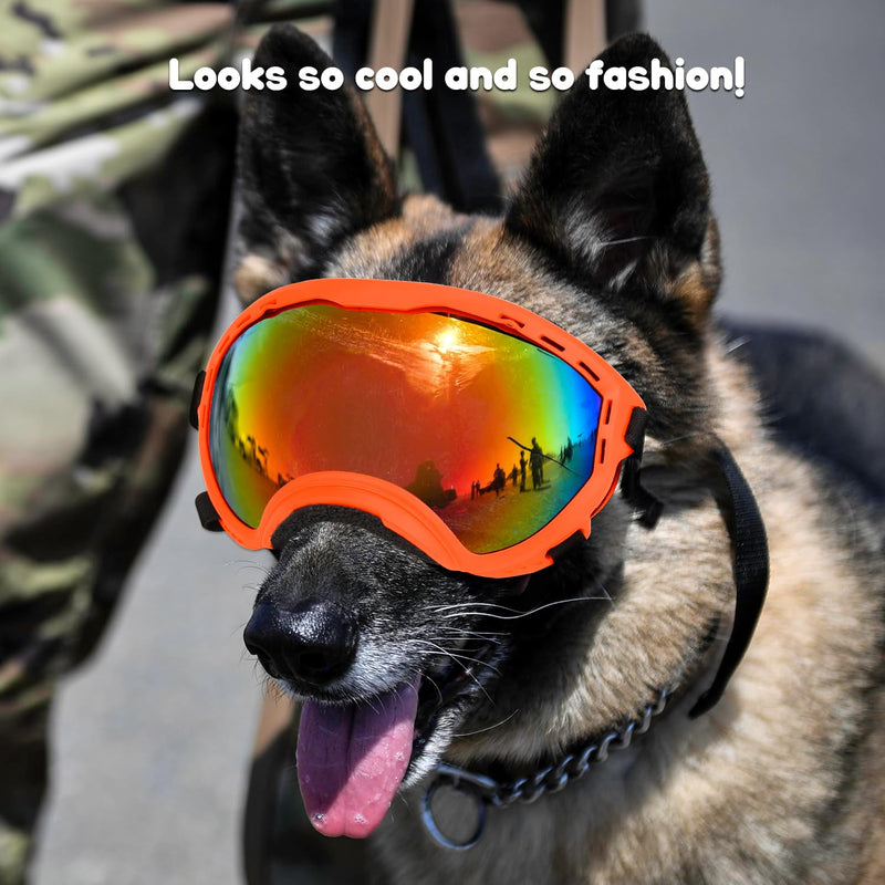 Dog Goggles,UV Protection Dog Sunglasses for Medium-Large Breed,Dogs Eye Protection with Adjustable Strap (Orange) Orange - PawsPlanet Australia