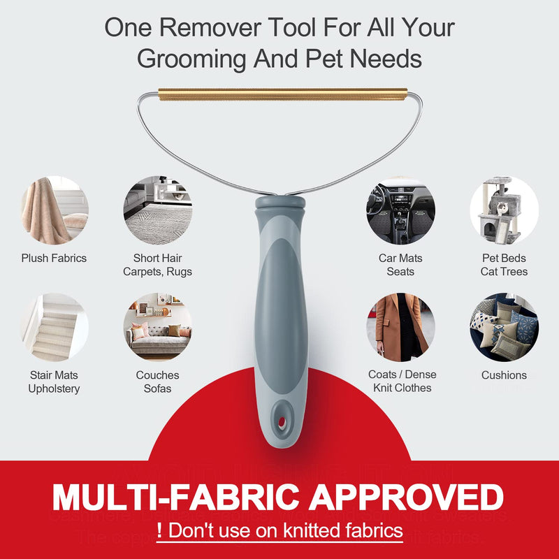 Pet Hair Remover, Dog Cat Hair Remover, Lint Cleaner Pro, Fur Removal Tool, Portable Carpet Scraper, Fuzz Rollers Hairball Shaver Brush for Carpets, Car Mat, Couch, Pet Bed, Furniture & Rug Gray - PawsPlanet Australia