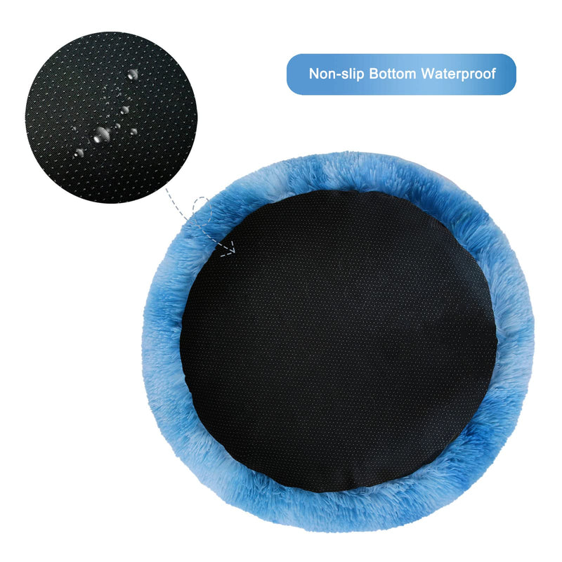 Patas Lague Calming Dog Bed for Medium Dogs, Fluffy Soft Cozy Cat Bed, Faux Fur Anti-Anxiety Plush Washable Pet Donut Cuddler for All Seasons 24IN, Blue M:24x24INCH Gradient Blue - PawsPlanet Australia