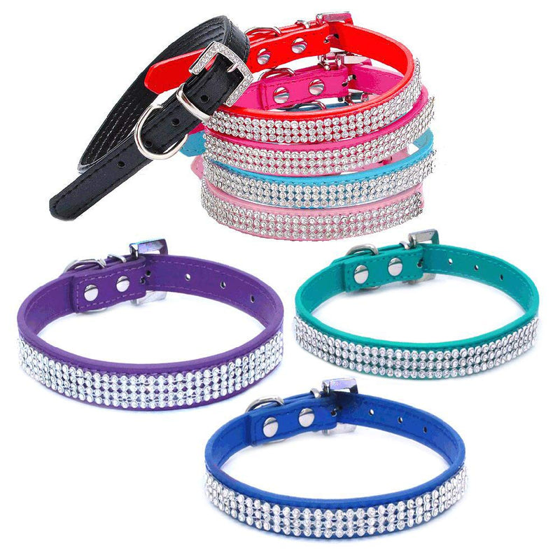 Dogs Kingdom 12"-20" Length Adjustable Full Rhinestone Crystal Studded Leather Dog Collar for Small or Medium Pet Collar,Purple,S S:10-13" neck Purple