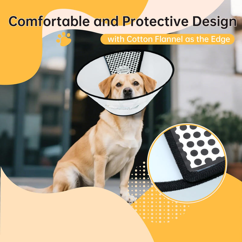 Dog Cone Collar for Surgery Recovery, Adjustable Soft Elizabethan Collar, Anti-Lick Protective Neck E-Collar for Dogs L X