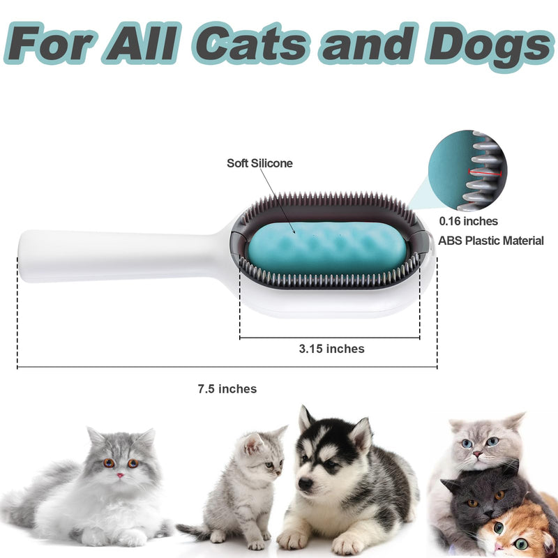 Water Brush for Cats Dogs, 4 in 1 Pet Grooming Brush, Cat Bath Brush, 2 in 1 Cleaning Brush Cat, Wet Cat Comb, Pet Hair Removal Comb with Water Tank, Sticky Brush 2.0 for Cats (Towels Not Included) Blue - PawsPlanet Australia