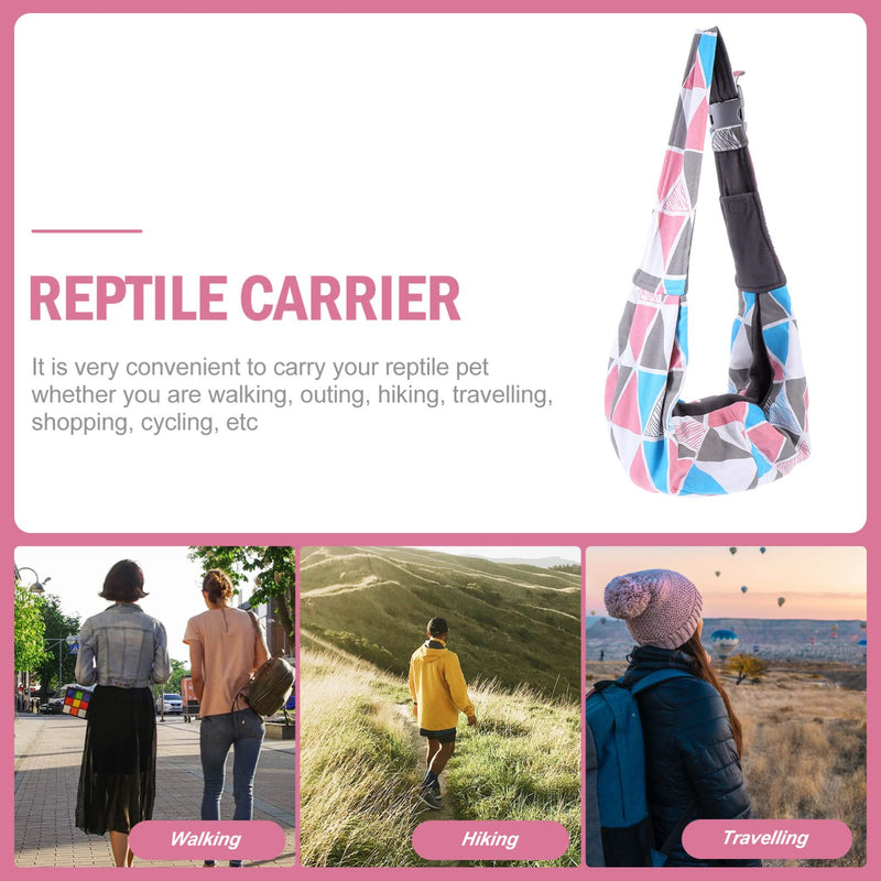 Balacoo Bearded Dragon Sling Carrier - Adjustable Reptile Travel Bag for Leopard Gecko, Lizard, & Small Animals - Hands-Free Soft Warm Pouch with Shoulder Strap (Geometric Pattern)