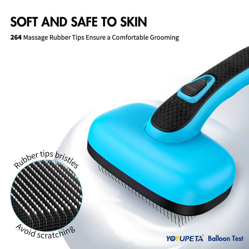 Dog Brush Kit - Self-Cleaning Slicker Brush with Bath Brush & Undercoat Rake | Deshedding Tools for Large - Small Dogs & Cats, Professional 3-in-1 Pet Grooming Set for Heavy Shedding, Blue - PawsPlanet Australia