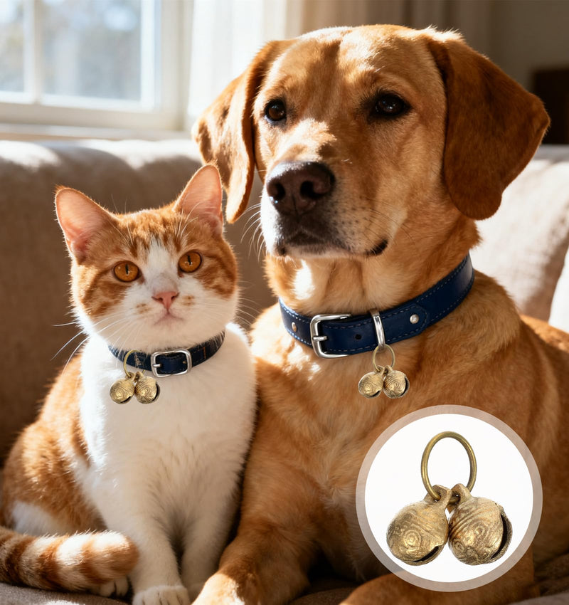 Dog Collar Bells for Small Dogs, 4Pcs Extra Loud Jingle Bells for Cat Collar Pet Tracking, Perfect for Safety & Identification, Copper 1.5 Inch - PawsPlanet Australia