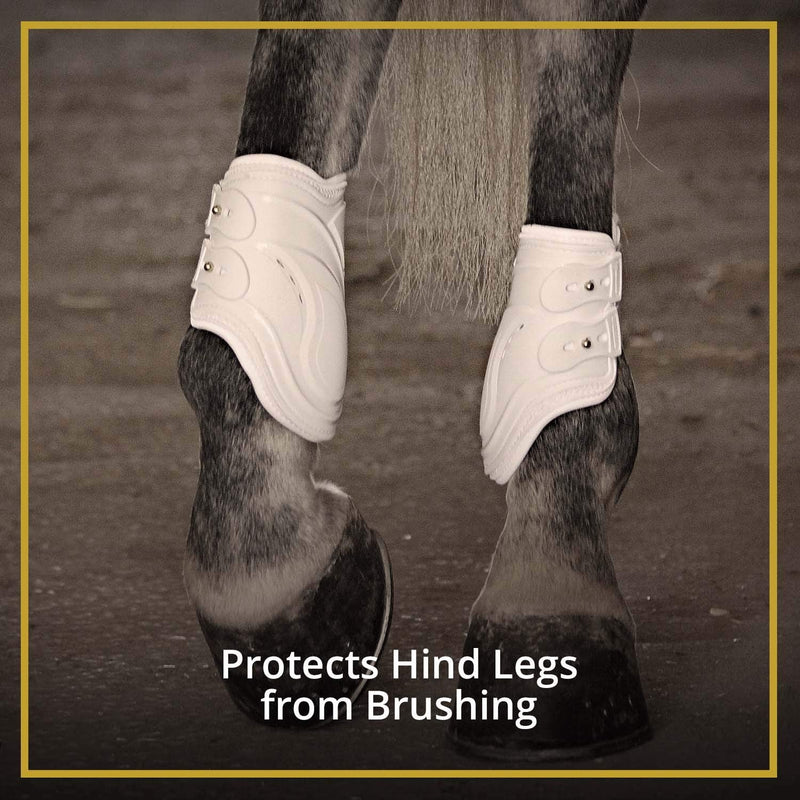 Kavallerie PRO-K Soft No Turn Bell Boots Ultimate Hoof Protection, with Anti-Spin Fastening System, Durable & Prevents Overreaching Large Fetlock Boots (Pro-K) White - PawsPlanet Australia