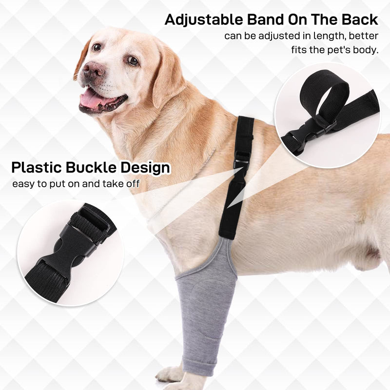 Dog Recovery Suit Front Legs, Dog Recovery Sleeve After Surgery with Elastic Band, Protective Elbow Protector for Medium Large Dogs, Dog Cone Alternative to Stop Licking Leg Wounds,Grey,L L(Sleeve Length:9.1") A-Light Grey - PawsPlanet Australia