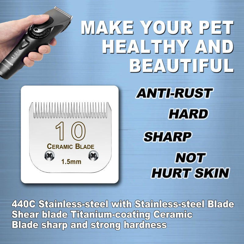 10# Blade Detachable Pet Clipper Replacement Blades Compatible with A*dis Pet Clipper/Oster A5/W*AHL KM Series Dog Clipper, Detachable Ceramic Blade,1/16-Inch Cut Length (1.5mm) 10# 1.5mm - PawsPlanet Australia