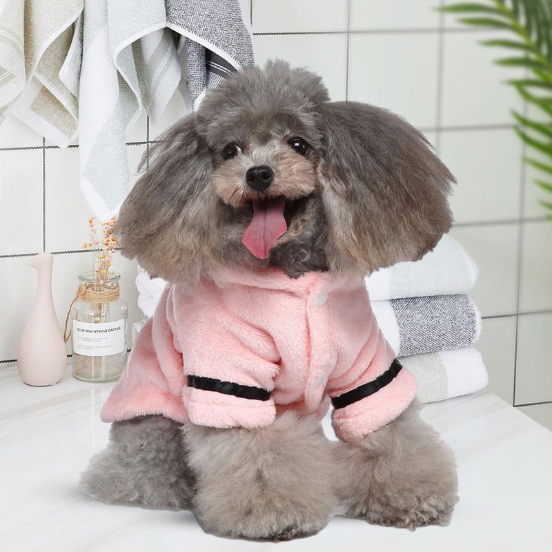 Petyoung Pet Bathrobe Dog Pajama Thickened Hooded Bathrobe Quick Drying and Super Absorbent Dog Bath Towel Soft Pet Nightwear for Puppy Small Dogs Cats Pink Medium - PawsPlanet Australia