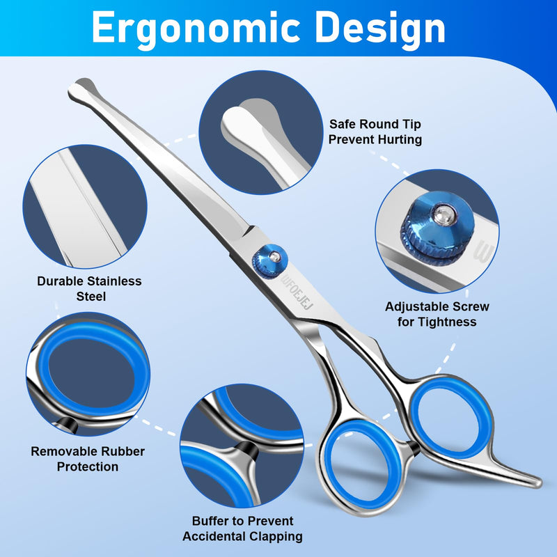 Professional 3 in 1 Dog Grooming Scissors Kit with Safety Round Tips, Sharp and Durable Pet Grooming Shears for Dogs and Cats. - PawsPlanet Australia
