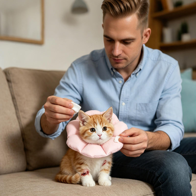 Cat protection collar for cats | Anti-bite donut neck collar, for kittens, dogs, rabbits, chinchillas, ferrets and small animals, small pets like dogs, hamsters, ferrets against licking and scratching, pink, medium