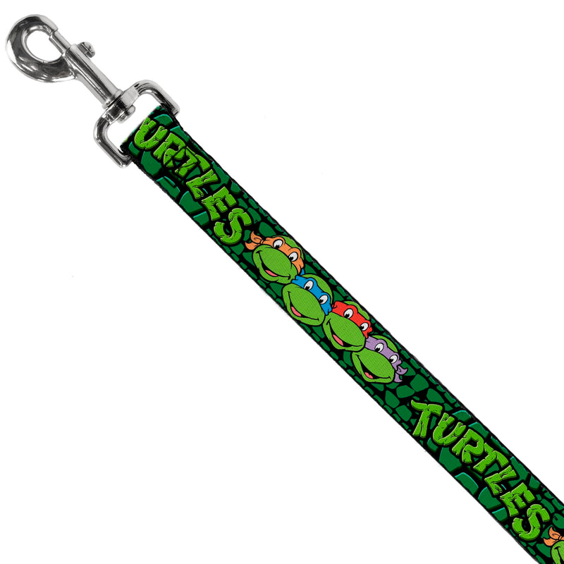 Dog Leash TMNT Ninja Turtles Group Faces Turtle Shell Black Green 6 Feet Long 1.5 Inch Wide 6 Feet Long - 1.5" Wide