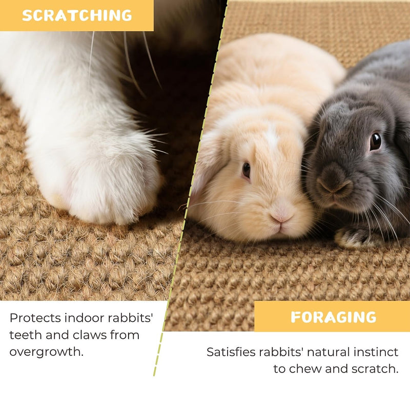 3 Pack Rabbit Scratching Pads - Soft Jute Chew Mats for Bunnies & Small Pets - Claw & Teeth Care, Natural Fiber Bedding, Cage Liner (16"x12") - PawsPlanet Australia