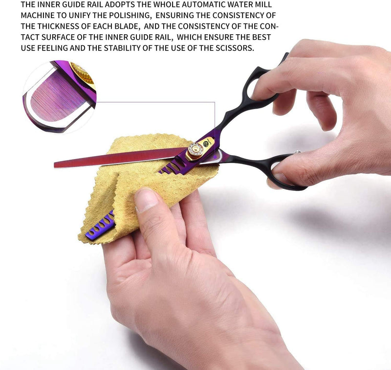Purple Dragon Professional 7.0/8.0 inch Pet Grooming Hair Cutting Scissor and 6.75/8.0 inch Dog Chunker Shear - Japan 440C Stainless Steel for Pet Groomer or Family DIY Use (Chunker Scissor) Chunker scissor - PawsPlanet Australia