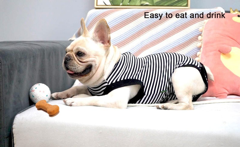 Dogs Cats Recovery Suit After Surgery Professional Pet Recovery Shirts Dog Abdominal Wounds Bandages Black-White 3XL Narrow Striped Black Suit 3XL(Back 25.6",chest 33") - PawsPlanet Australia
