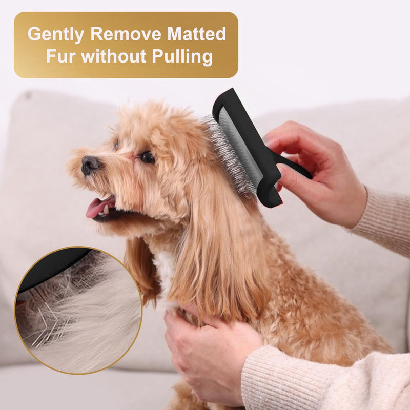 Dog Slicker Brush for Doodle Grooming,Dog Brush for Poodles,Long Pin Haired Pet Slicker Brush for Goldendoodles, Labradoodles,Bernedoodles (Black) Black - PawsPlanet Australia