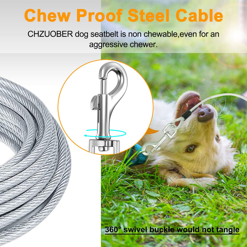 Chew Proof Dog Car Seat Belt, 2 in 1 Steel Cable Dog Car Accessories Headrest Restraint Dog Car Seatbelt for Medium Large Dogs Chewer Heavy Duty Dog Seatbelts for Cars Swivel Attach Gray 2 Pack - PawsPlanet Australia