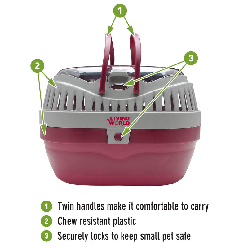 Living World – Pet Carrier for Small Pets, Large 12.0"L x 9.0"W x 8.3"H Standard Packaging - PawsPlanet Australia