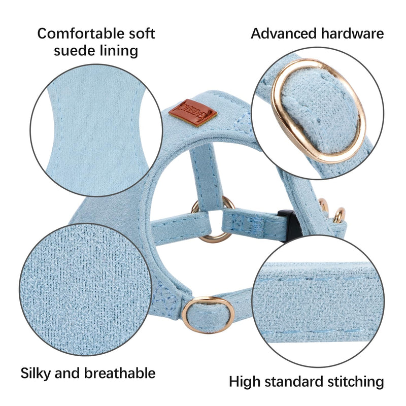 No Pull Dog Harness- Lightweight, Soft, Adjustable Small Harness Collar and Leash Set, Suitable for Cats Puppy Small and Medium-Sized Dog Outdoor Training and Running (Blue, XXS) Blue - PawsPlanet Australia