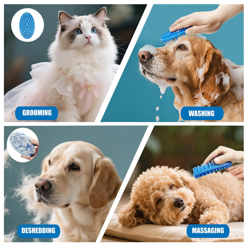 Lilpep Dog Brush - 2-in-1 Double Sided Bath & Massage Brush for Dogs, Pet Shampoo Scrubber, Gentle Hair Cleaning Tool, Soft Rubber Grooming Brush for Short/Long Haired Puppies - PawsPlanet Australia