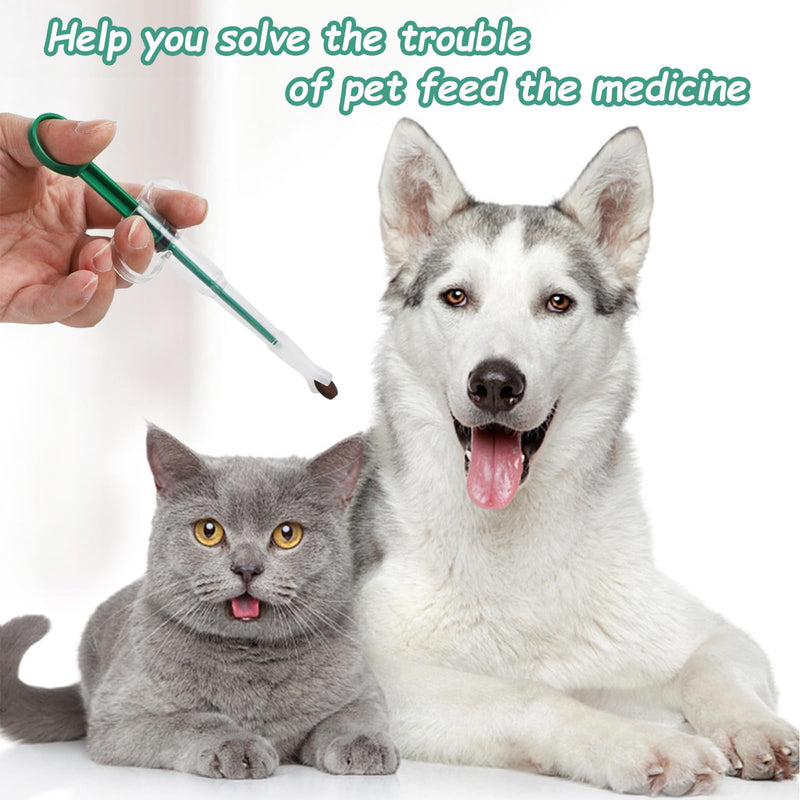 2 Pcs Pets Pill Shooter & Pill Crusher and Cutter, Pet Piller Gun for Tablets, Pet Medical Feeding Dispenser Soft Tip Syringe for Cats & Dogs, Portable Pill Splitter Multifunction Pill Box Green-1 - PawsPlanet Australia