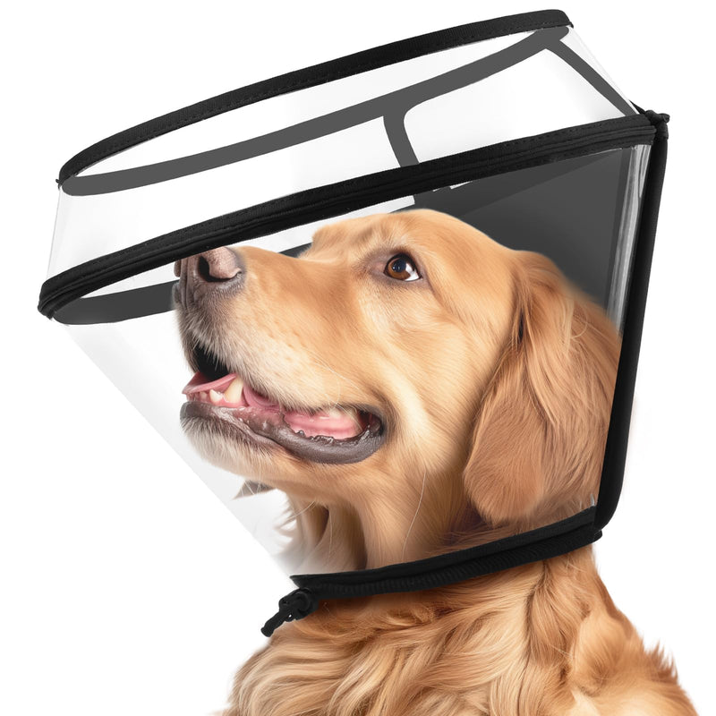 Dog Cone Collar for After Surgery,Transparent Dog Cones Alternative for Small Large Medium Size Dogs,Adjustable Depth Pet Recovery Collars,Elizabethan Collar for Dogs Stop Licking Wound(XXXL) XXXL Transparent